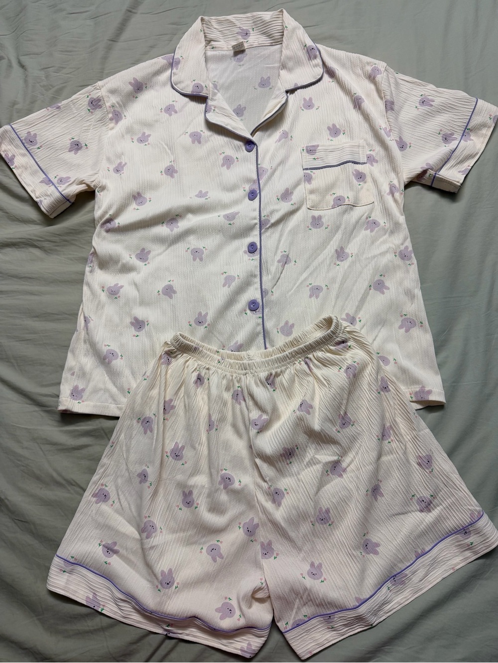 Soft Lavender Bunny Short Pajama Set